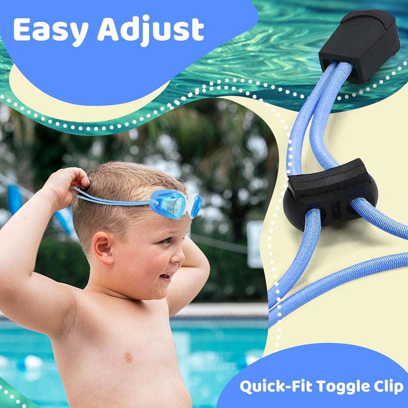 Vvinca Kids Swim Goggles with Bungee Strap No Leaking Anti Fog Toddler Goggles with Quick Adjust Ages 3-14 - Image 3